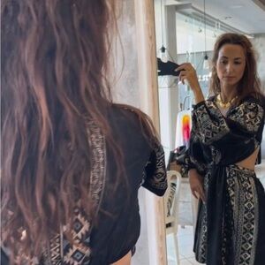 Black and gold Greek dress